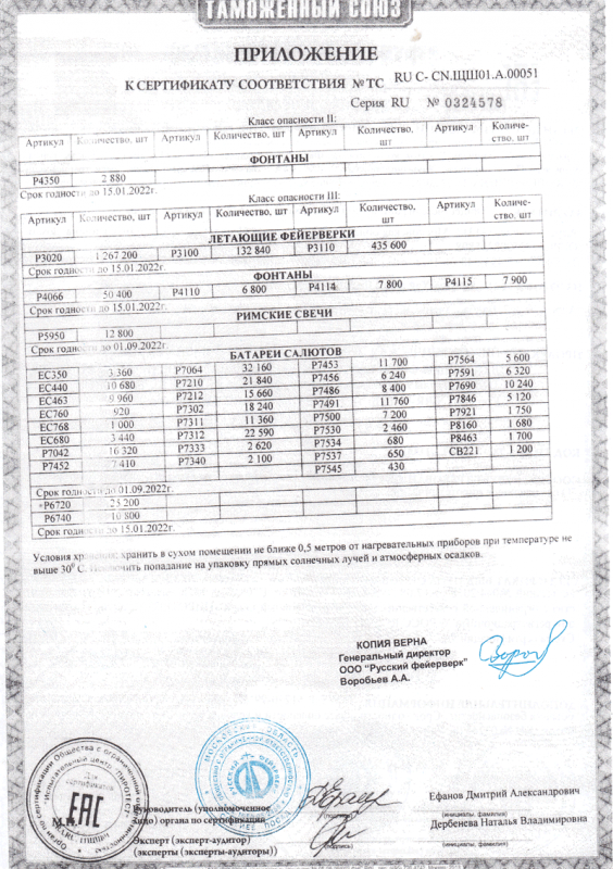 Сертификат соответствия № 0324578  - Спасск-Дальний | spassk-dalnij.salutsklad.ru 